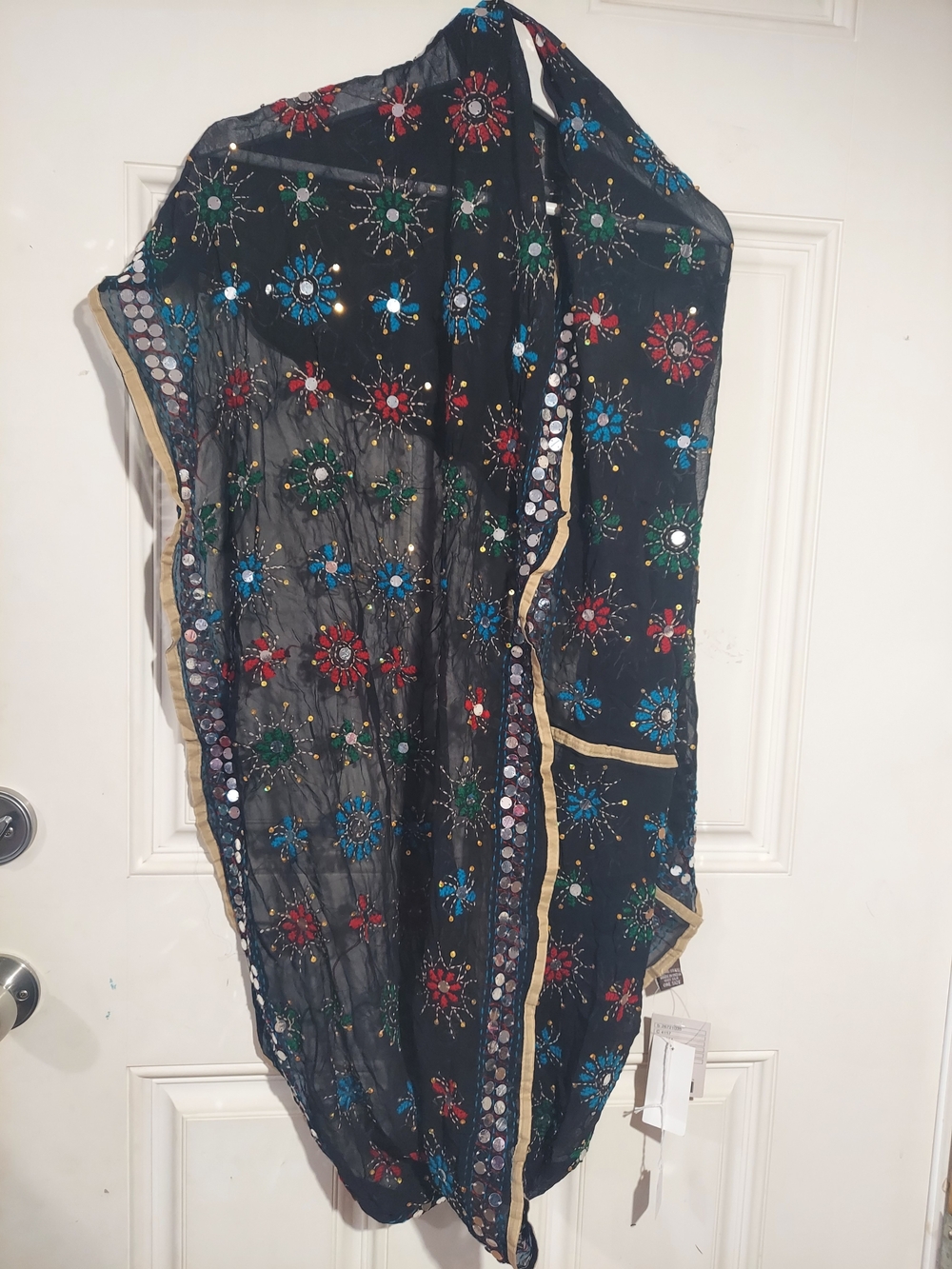 Raj Anthropologie Embroidered Sequin Mirror Dupatta Scarf